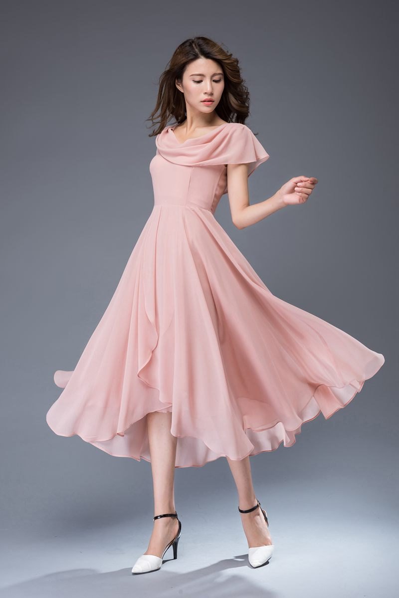 pink chiffon dress